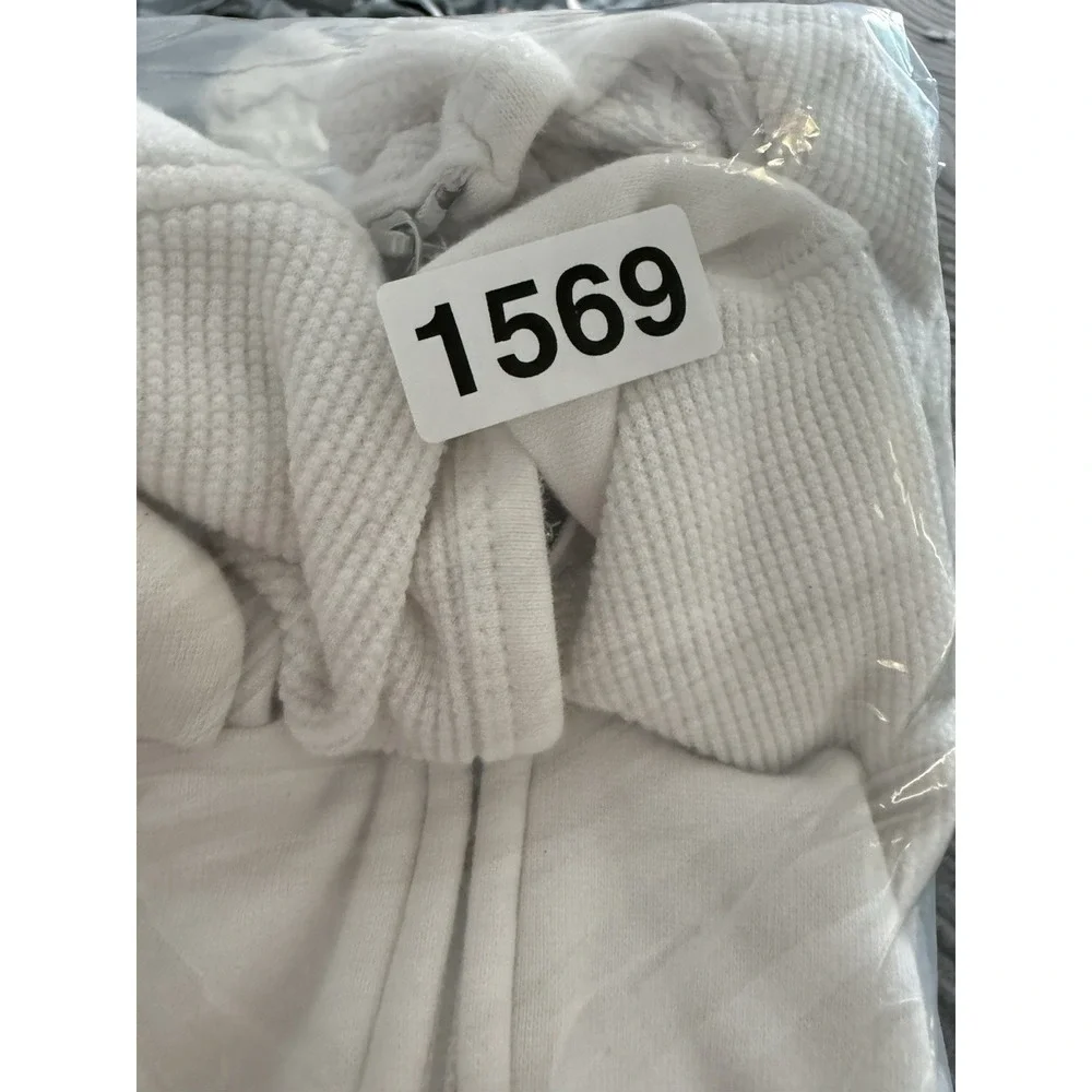 VTG Y2K Tommy Girl Hilfiger Full‎ Zip Sweater Hoodie Waffle Knit White Small